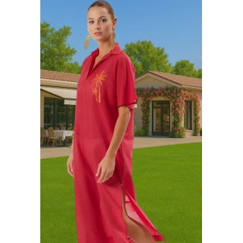 Yazlık Şık Maxi Plaj Elbisesi Pamuk Kumaş Rahat Kesim Premium Kalite Rahat Ve Şık Modern Stil