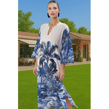 Yazlık Şık Plaj Elbisesi %100 Pamuk Maxi Boy Vual Kumaş Günlük Kullanım İçin Seçkin Malzeme