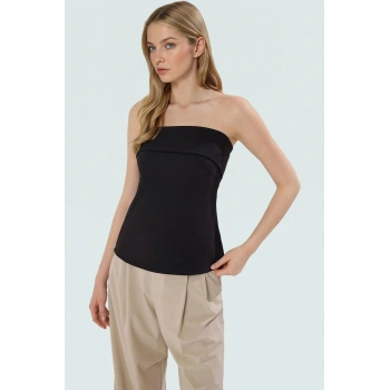 Yazlık Straplez Bluz Finike Dokuma Regular Kalıp Yan Fermuar Detayı Özel Tasarım