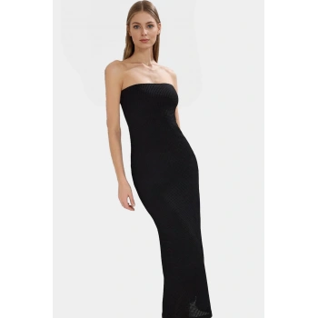 Yazlık Straplez Maxi Elbise Bodycon Örme Kumaş Astarlı Rahat Şık Görünüm Mükemmel Uyum