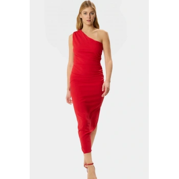 Yazlık Tek Omuz Elbise 130cm Boy Bodycon Kesim Soft Krep Rahat Ve Şık Kaliteli İşçilik