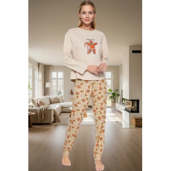 Yumuşak Pamuklu Yılbaşı Pijama Takımı Rahat ve Şık Kış Uykusu Görünüm Kaliteli İşçilik