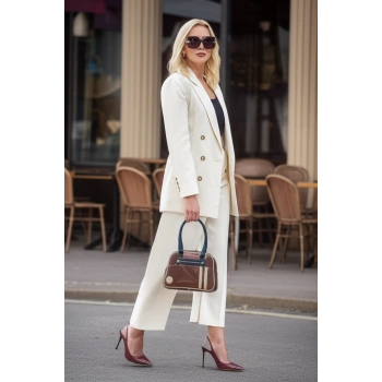 Zarif Çift Tokalı Kemer Detaylı Vegan Deri El ve Omuz Çantası Fonksiyonel Düzenleyici Bölmeli