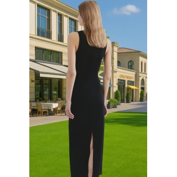 Zarif Gül Detaylı Örme Midi Abiye Elbise Özel Günler İçin Trend Tasarım Uzun Ömürlü Mükemmel Uyum