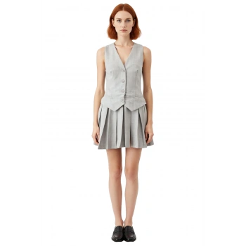 Zarif Kadın Skater Dokuma Mini Elbise Kolsuz V Yaka Çizgili Deseniyle Günlük Şıklık Sunar Kaliteli