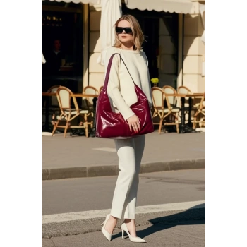 Zarif Rugan Fermuarlı El Ve Omuz Çantası Geniş Vegan Deri Günlük Ve İş Rahat Ve Şık Rahat Ve Şık