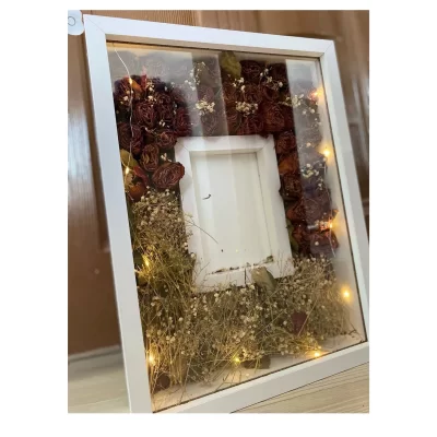 30x40 Cm Ledli Beyaz Fotoğraf Bölümlü Tasarım Gül Kutusu Anı Çerçevesi! Isimsiz