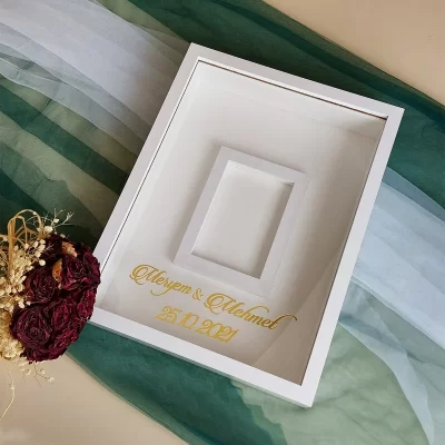 30x40 Cm Ledli Fotoğraf Bölümlü Tasarım Gül Kutusu Anı Çerçevesi! Ayna Çerçeve!