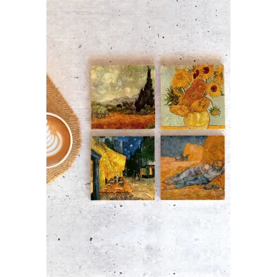 Van Gogh 4lü Taş Bardak Altlığı