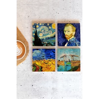 Van Gogh 4lü Taş Bardak Altlığı
