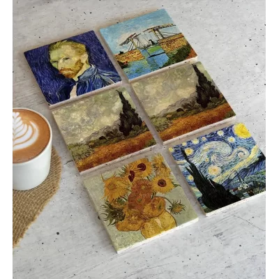 Van Gogh 6lı Taş Bardak Altlığı