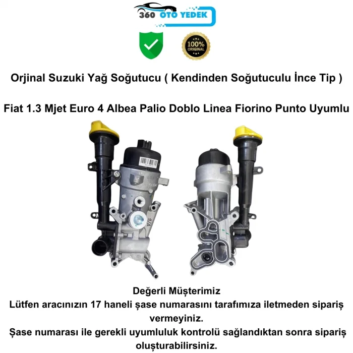 Suzuki 16500M86J60 Yağ Soğutucu Fiat 1.3 Mjet Euro 4 Albea Palio Doblo Linea Fiorino Punto