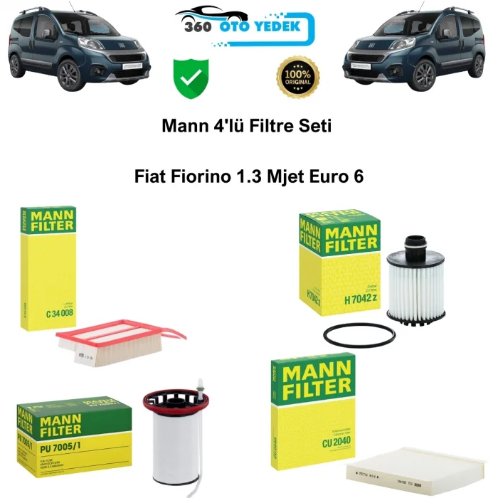 Fiat Fiorino 1.3 Mjet Euro 6 Bakım Seti Yağ Filtresi > Hava Filtresi > Yakıt Filtresi > Polen Filtresi