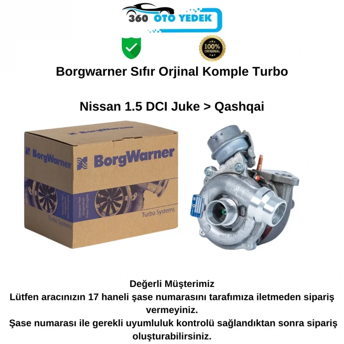 Borgwarner 54399980070 Turbo Nissan 1.5 DCI Juke > Qashqai 7701476883-8200625683-1441100Q0F