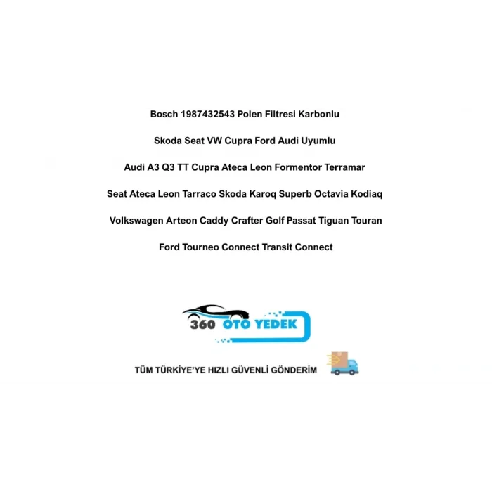 Bosch 1987432543 Polen Filtresi Karbonlu Skoda Seat VW Cupra Ford Audi Uyumlu