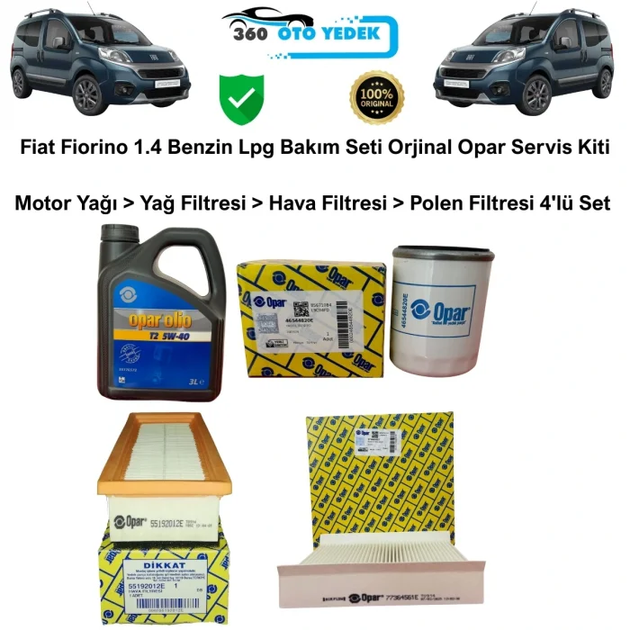 Fiat Fiorino 1.4 Benzin Lpg Bakım Seti Motor Yağı > Yağ Filtresi > Hava Filtresi > Polen Filtresi
