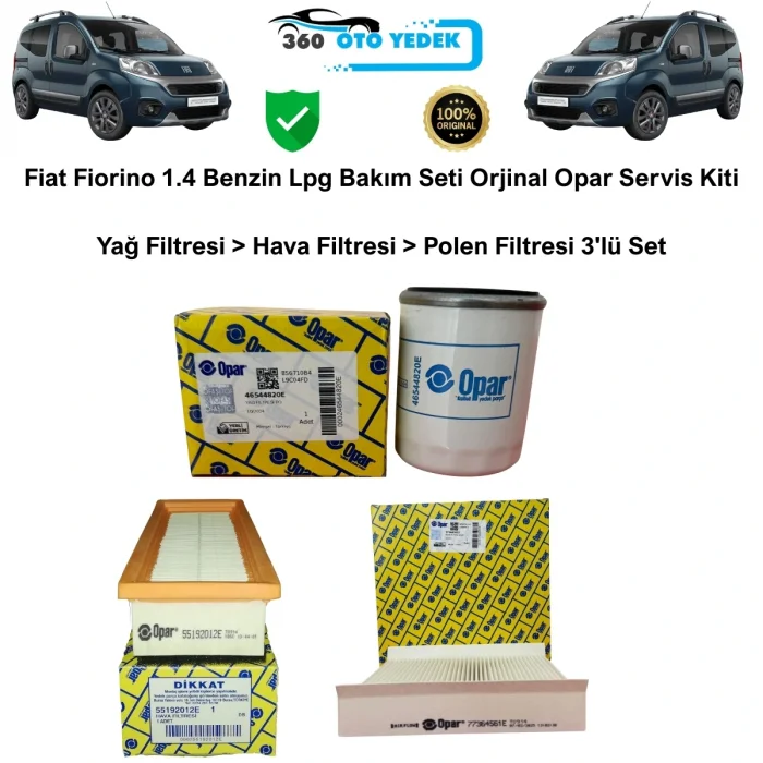 Fiat Fiorino 1.4 Benzin Lpg Bakım Seti Yağ Filtresi > Hava Filtresi > Polen Filtresi