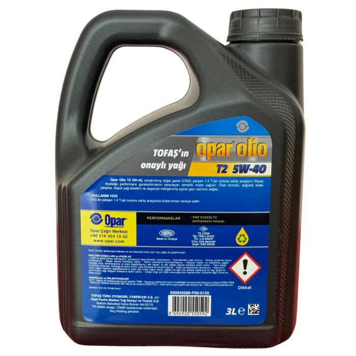 OPAR OLIO T2 5W40 3 LİTRE MOTOR YAĞI 55176572