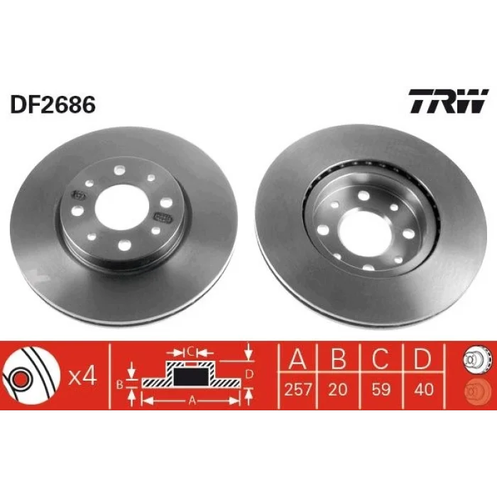 TRW DF2686 Ön Fren Disk Takım Fiat Albea