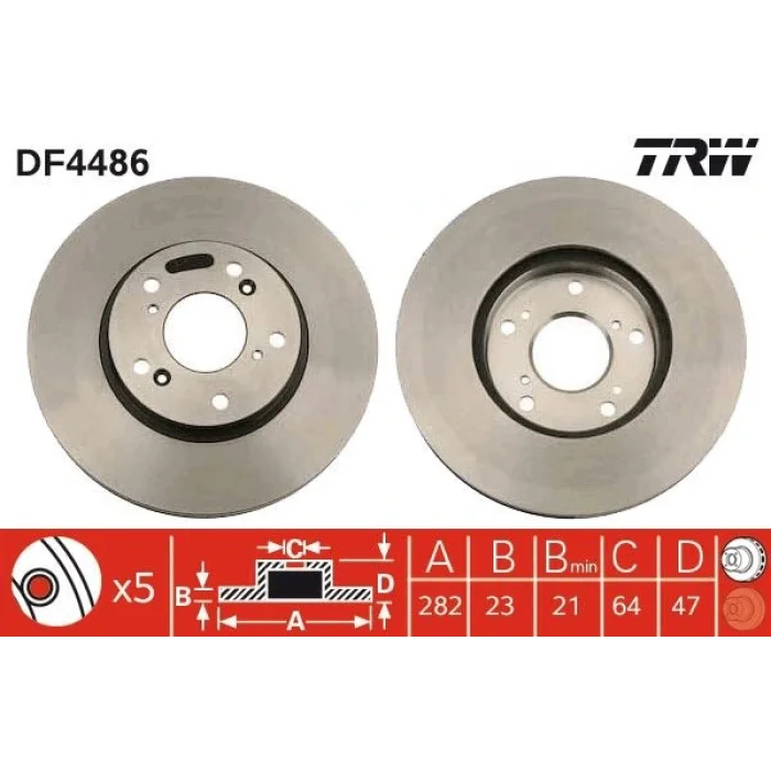 TRW DF4486 Ön Fren Disk Takımı Honda Civic FD6