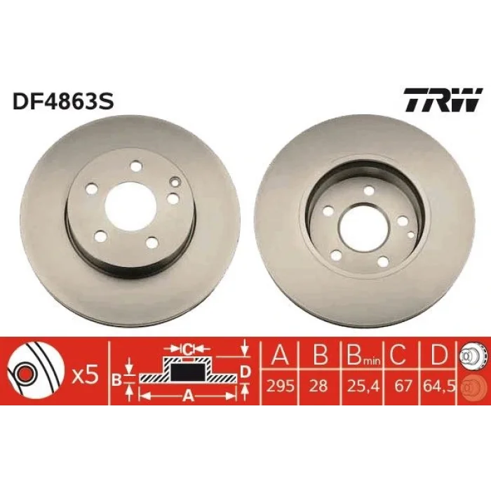 TRW DF4863S | Ön Fren Disk Takımı Mercedes C180 200 220 E180 200 220 250
