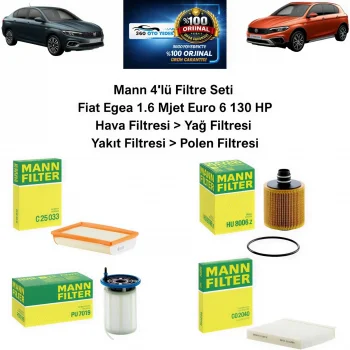 Mann Fiat Egea 1.6 Mjet Euro 6 Filtre Seti Seti 4lü