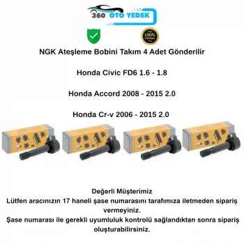 NGK 48266 Ateşleme Bobini Honda Civic FD6 1.6 - 1.8 Accord Cr-v 2.0