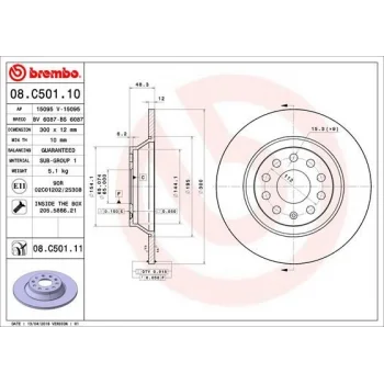 Brembo 08C50111 | Arka Fren Disk Takım | Volkswagen Passat B8