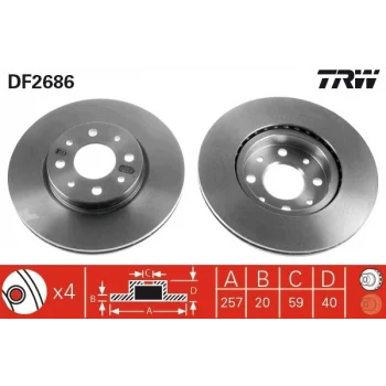 TRW DF2686 Ön Fren Disk Takım Fiat Albea