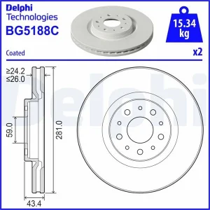 DELPHİ BG5188C Ön Fren Disk Takım Fiat Egea 1.6 Mjet