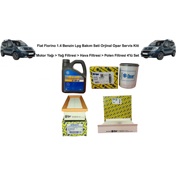 Fiat Fiorino 1.4 Benzin Lpg Bakım Seti Motor Yağı > Yağ Filtresi > Hava Filtresi > Polen Filtresi