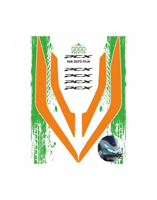 HONDA PCX 2021 - 2024 UYUMLU FAR ÜSTÜ FİLM TURUNCU