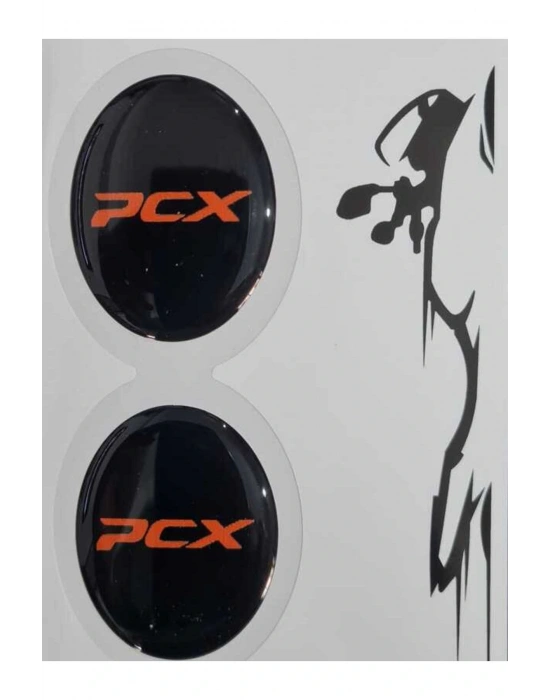HONDA PCX UYUMLU KORUMA TAKOZ 1 (4X4) İKİLİ DAMLA ETİKET ZİYAH ZEMİN KIRMIZI YAZI