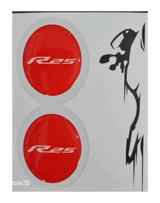 Yamaha R25 4x4 Uyumlu Ikili Koruma Takozu Damla Sticker KIRMIZI