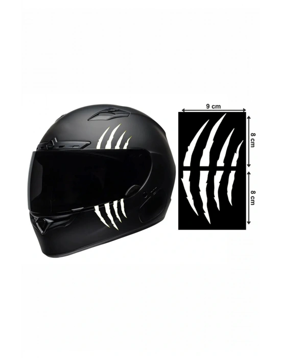 Motorsiklet Kask Pençe Beyaz Sticker 9x16 Cm