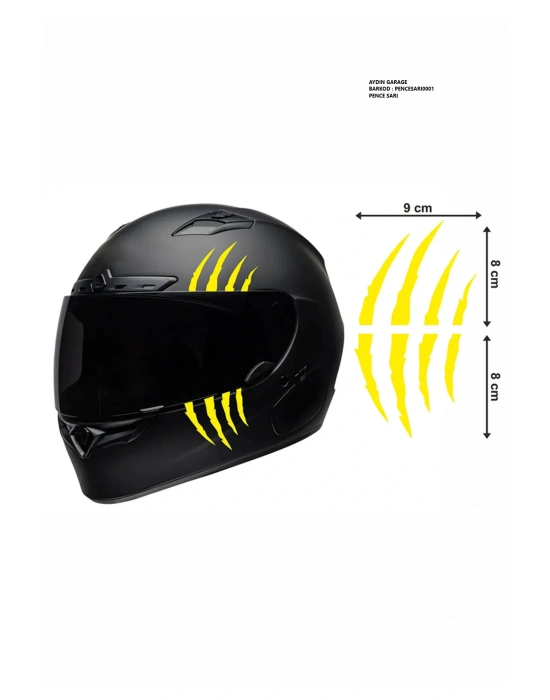 Motorsiklet Kask Pençe SARI Sticker 9x16 cm