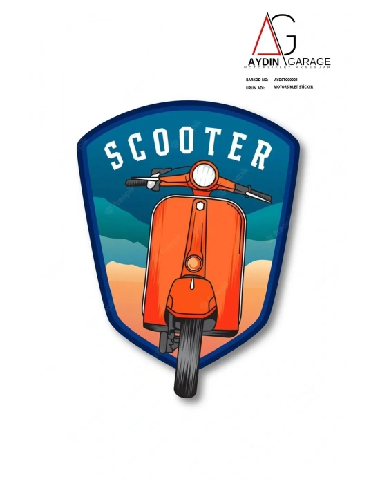 Scooter Vespa Oto Sticker, Motorsiklet, Laptop, Kask, Araba Sticker 14x11 Cm