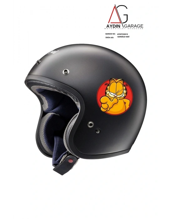 Garfield Oto, Motorsiklet, Kask, Laptop Sticker 13x13 Cm