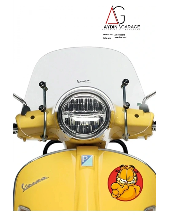 Garfield Oto, Motorsiklet, Kask, Laptop Sticker 13x13 Cm