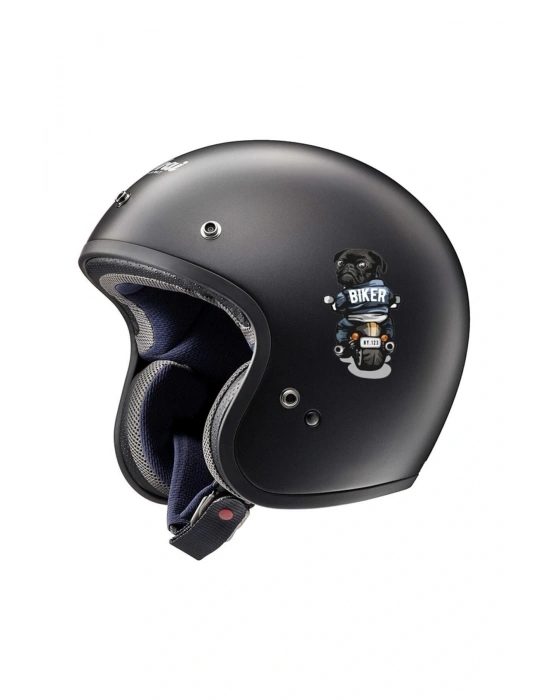 Biker Pug Araba, Motorsiklet, Kask, Laptop, Cam Sticker 14x9 Cm