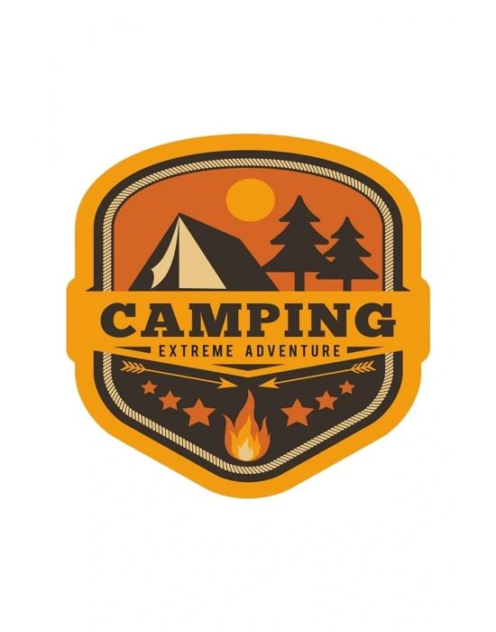 Camping Motorsiklet, Laptop, Kask, Araba Sticker 12x12 Cm