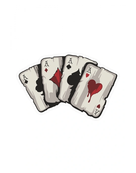 13 x 8,5 cm Poker Kağıdı Full As Sticker Motor Araba Kask Laptop Sticker