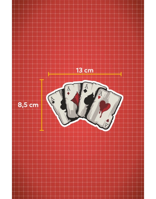 13 x 8,5 cm Poker Kağıdı Full As Sticker Motor Araba Kask Laptop Sticker