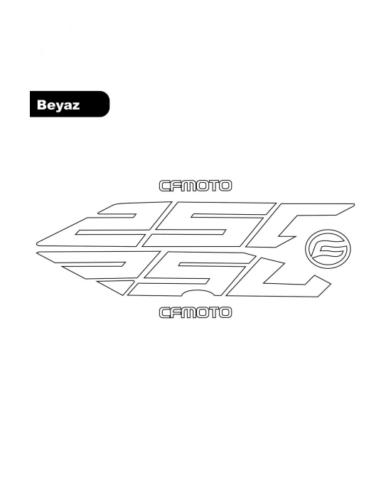 CF Moto NK250 Arka Kuyruk Altı 250 Sticker Etiket Beyaz