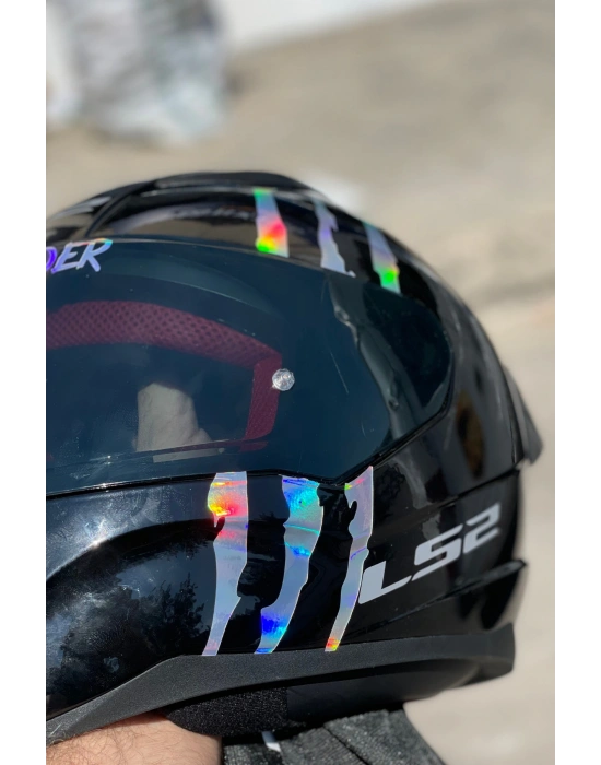 Kask için Dekoratif Hologramlı Pençe İzi Sticker Etiket 16CMx9CM (1 Adet)