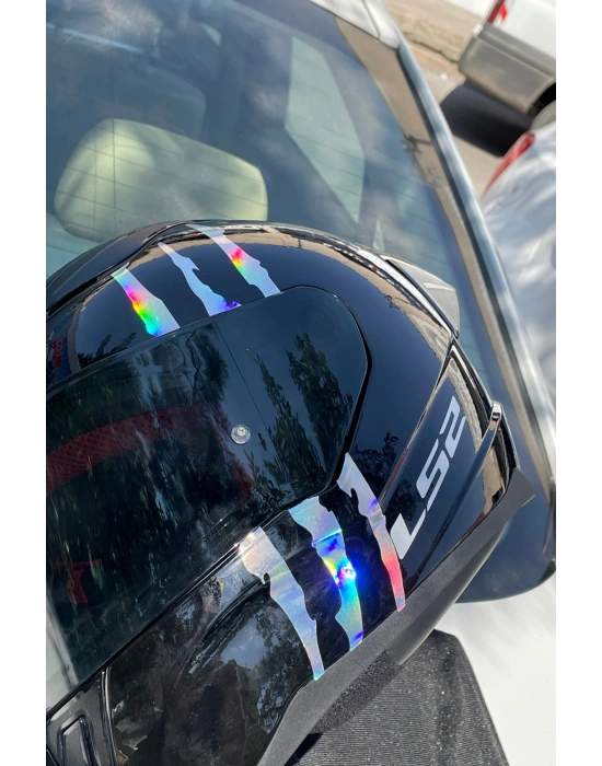 Kask için Dekoratif Hologramlı Pençe İzi Sticker Etiket 16CMx9CM (1 Adet)