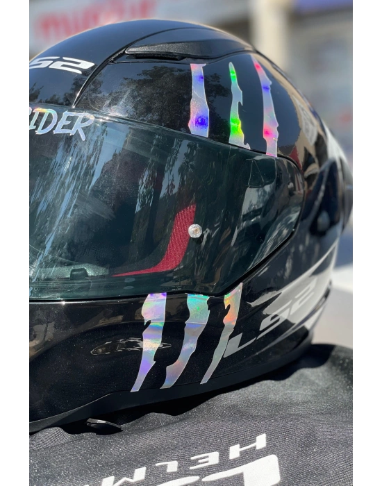 Kask için Dekoratif Hologramlı Pençe İzi Sticker Etiket 16CMx9CM (1 Adet)