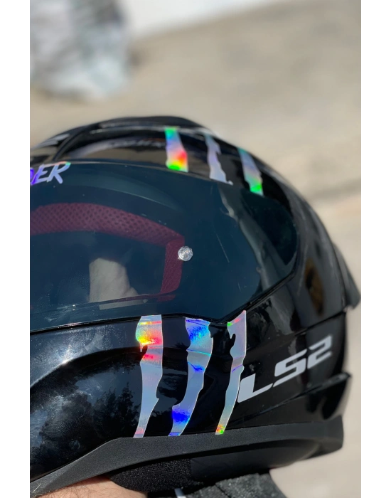 Kask için Dekoratif Hologramlı Pençe İzi Sticker Etiket 16CMx9CM (1 Adet)