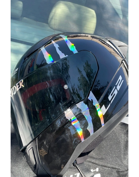 Kask için Dekoratif Hologramlı Pençe İzi Sticker Etiket 16CMx9CM (1 Adet)