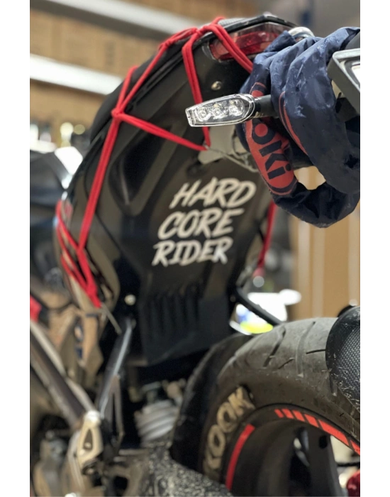 Motor için Dekoratif Sticker Hard Core Rider Beyaz (1 Adet)